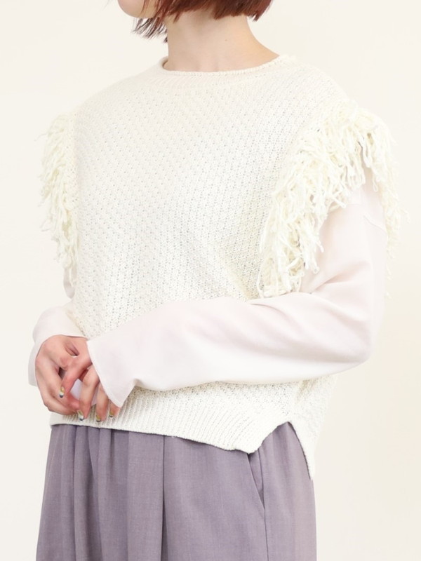 【CHIGNON】袖フリンジニットベスト