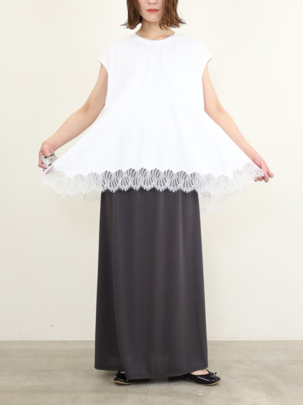 【CHIGNON】裾レースフレンチカットソー 