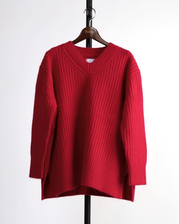 【SONO】 畦編Vネックニットチュニック S215KS044