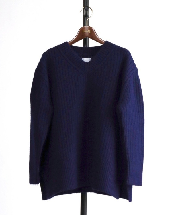 【SONO】 畦編Vネックニットチュニック S215KS044