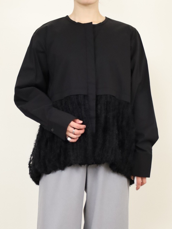 【CHIGNON】ファードッキング長袖ブラウス 