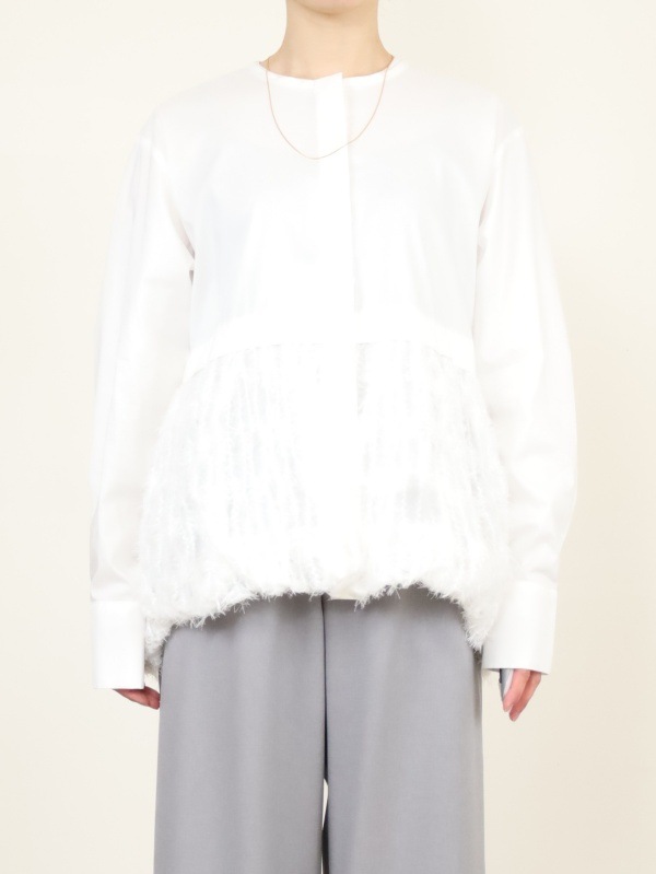 【CHIGNON】ファードッキング長袖ブラウス 