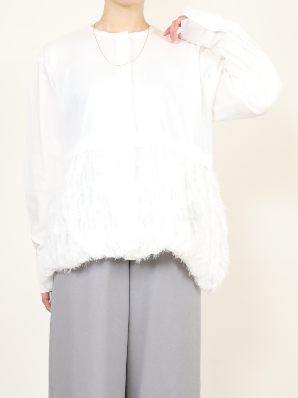 【CHIGNON】ファードッキング長袖ブラウス 