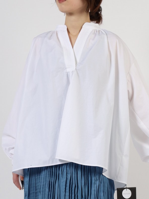 【MICA&DEAL】スタンドネックギャザーブラウス