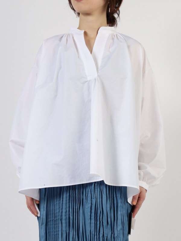 【MICA&DEAL】スタンドネックギャザーブラウス