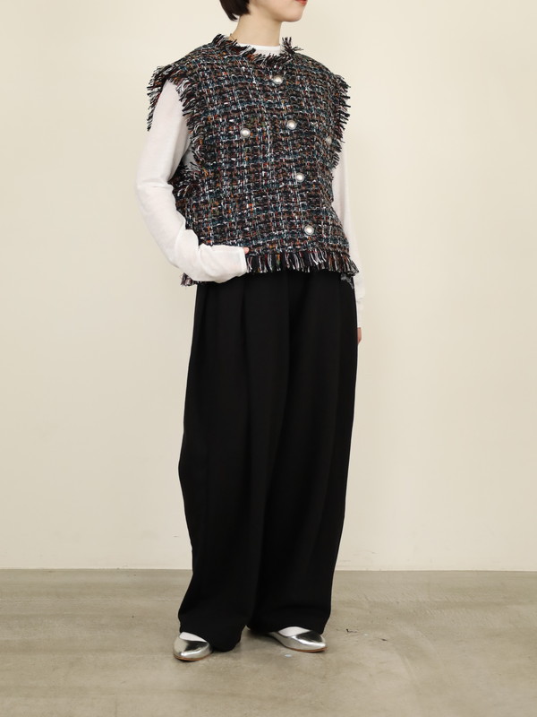 【tranoi】ファンシーツイードジレ