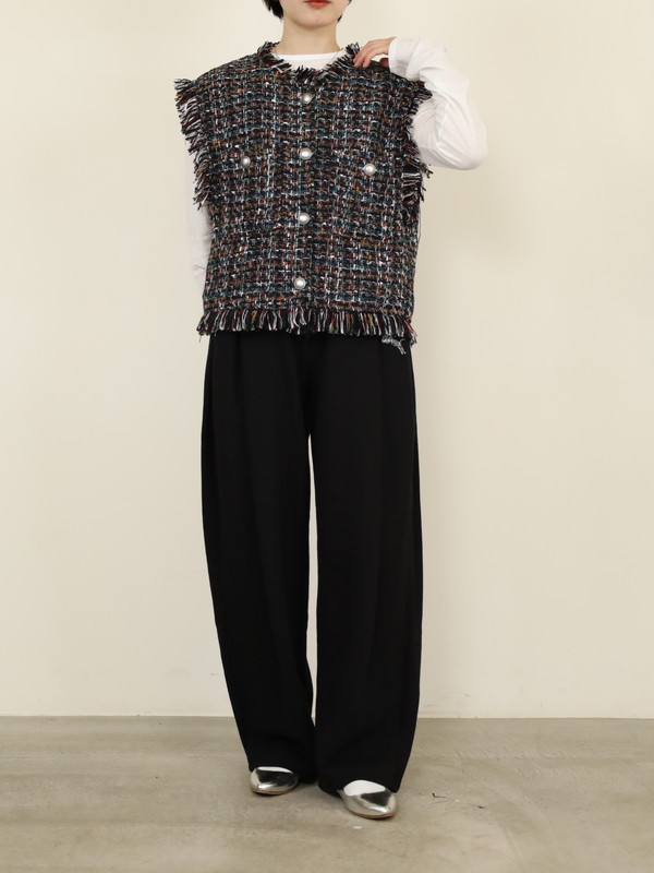 【tranoi】ファンシーツイードジレ