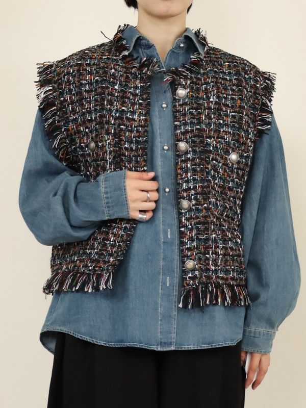 【tranoi】ファンシーツイードジレ