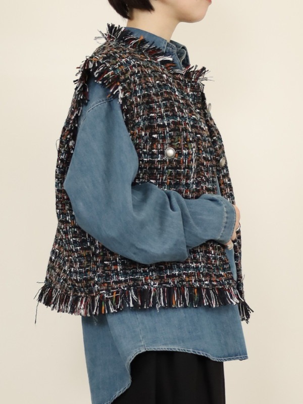 【tranoi】ファンシーツイードジレ