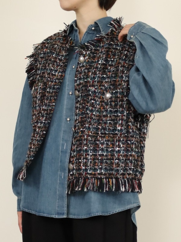 【tranoi】ファンシーツイードジレ