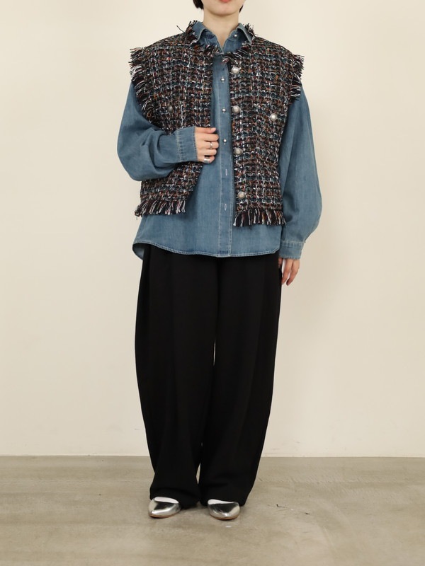 【tranoi】ファンシーツイードジレ