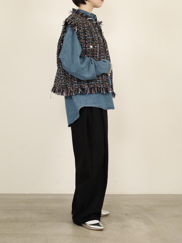 【tranoi】ファンシーツイードジレ