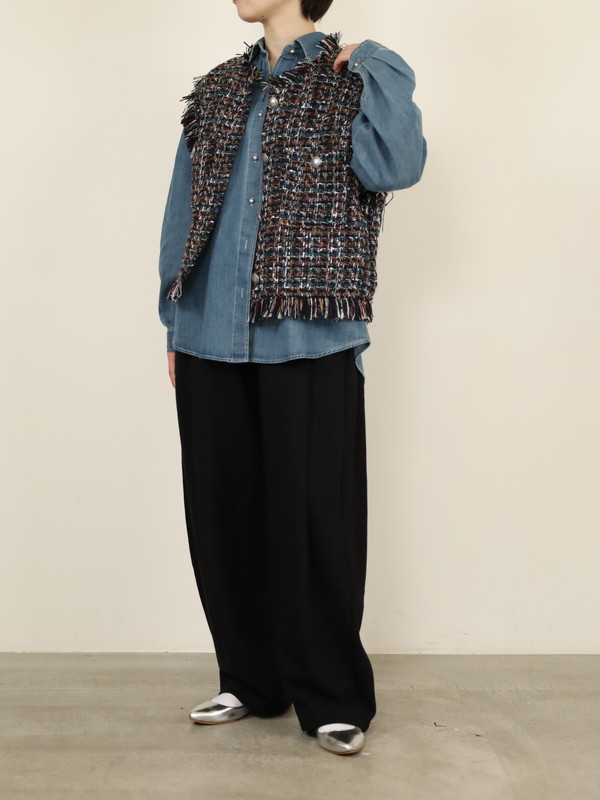 【tranoi】ファンシーツイードジレ