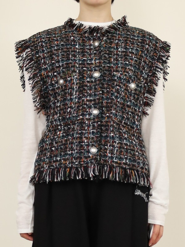 【tranoi】ファンシーツイードジレ