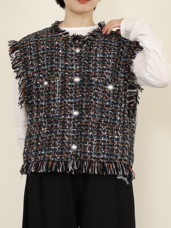 【tranoi】ファンシーツイードジレ