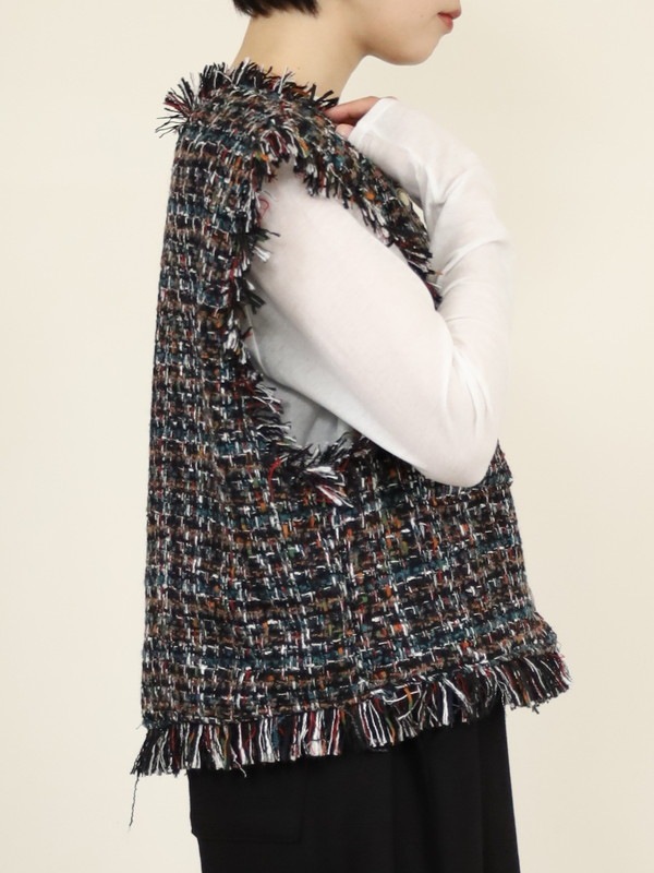 【tranoi】ファンシーツイードジレ