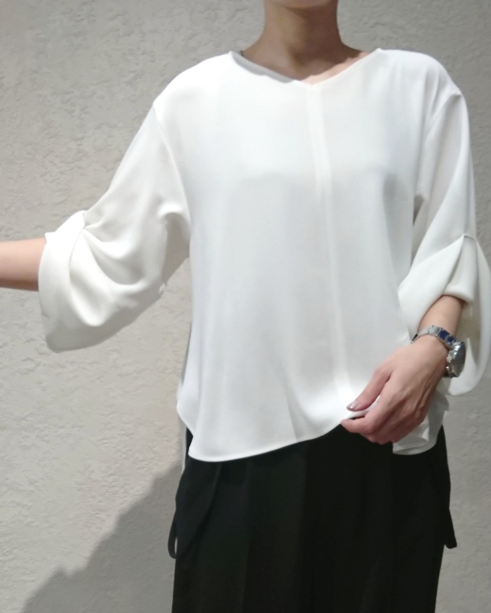 【Doneeyu】 袖コンシャス7分袖ブラウス