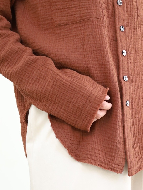 【LeMelange】ダブルガーゼ前開きブラウス