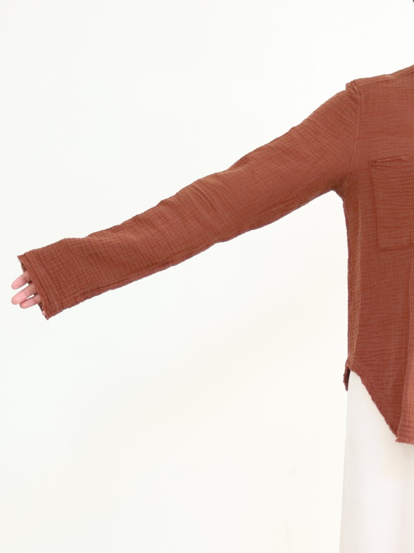 【LeMelange】ダブルガーゼ前開きブラウス