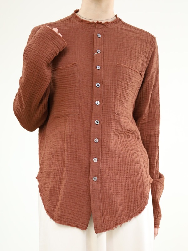 【LeMelange】ダブルガーゼ前開きブラウス