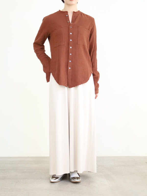 【LeMelange】ダブルガーゼ前開きブラウス