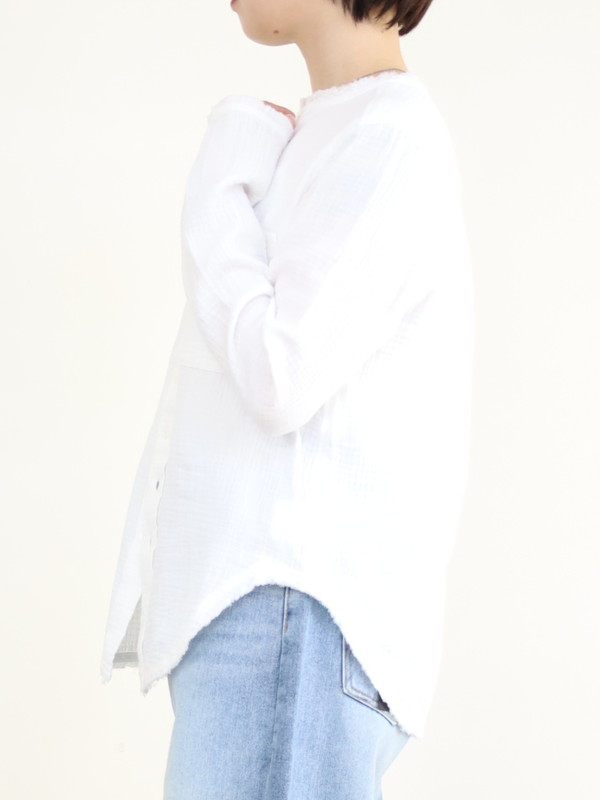 【LeMelange】ダブルガーゼ前開きブラウス