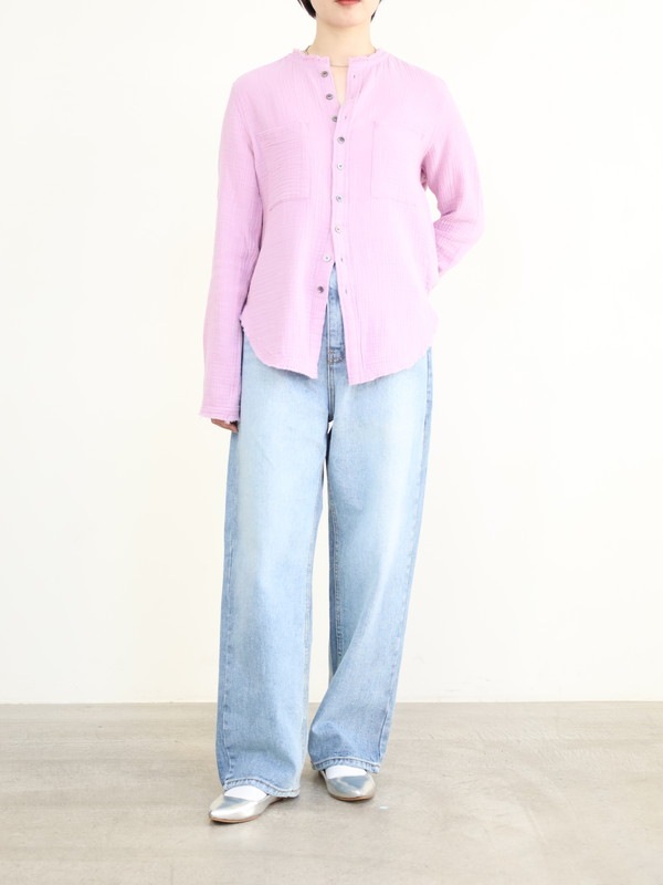 【LeMelange】ダブルガーゼ前開きブラウス