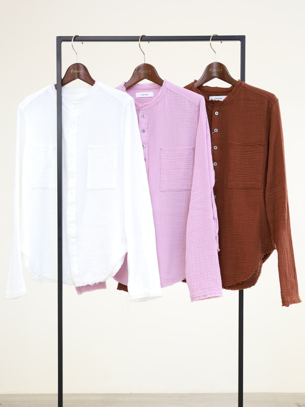 【LeMelange】ダブルガーゼ前開きブラウス