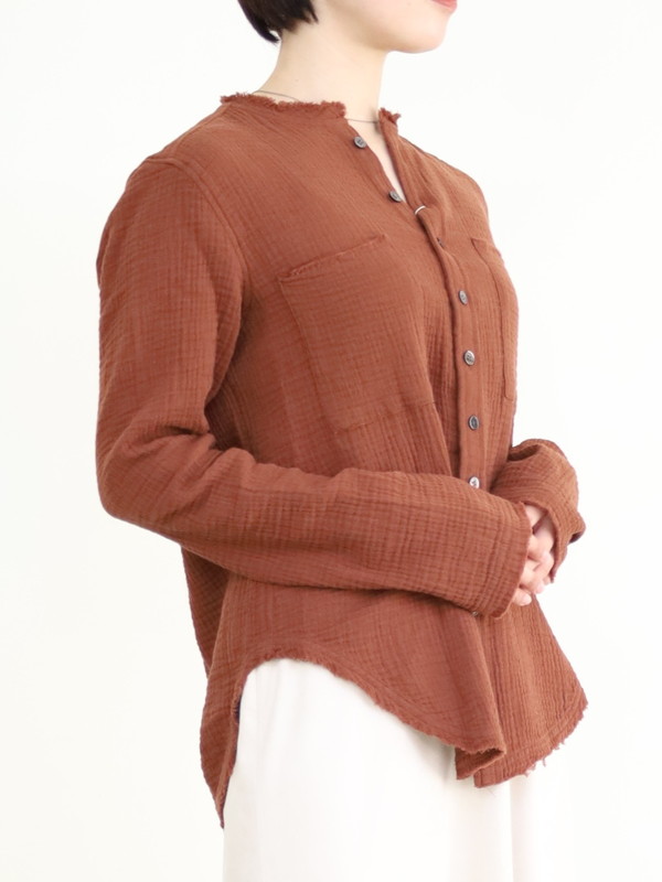 【LeMelange】ダブルガーゼ前開きブラウス