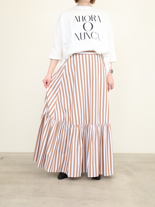 【ma couleur】ロンドンストライプマキシスカート
