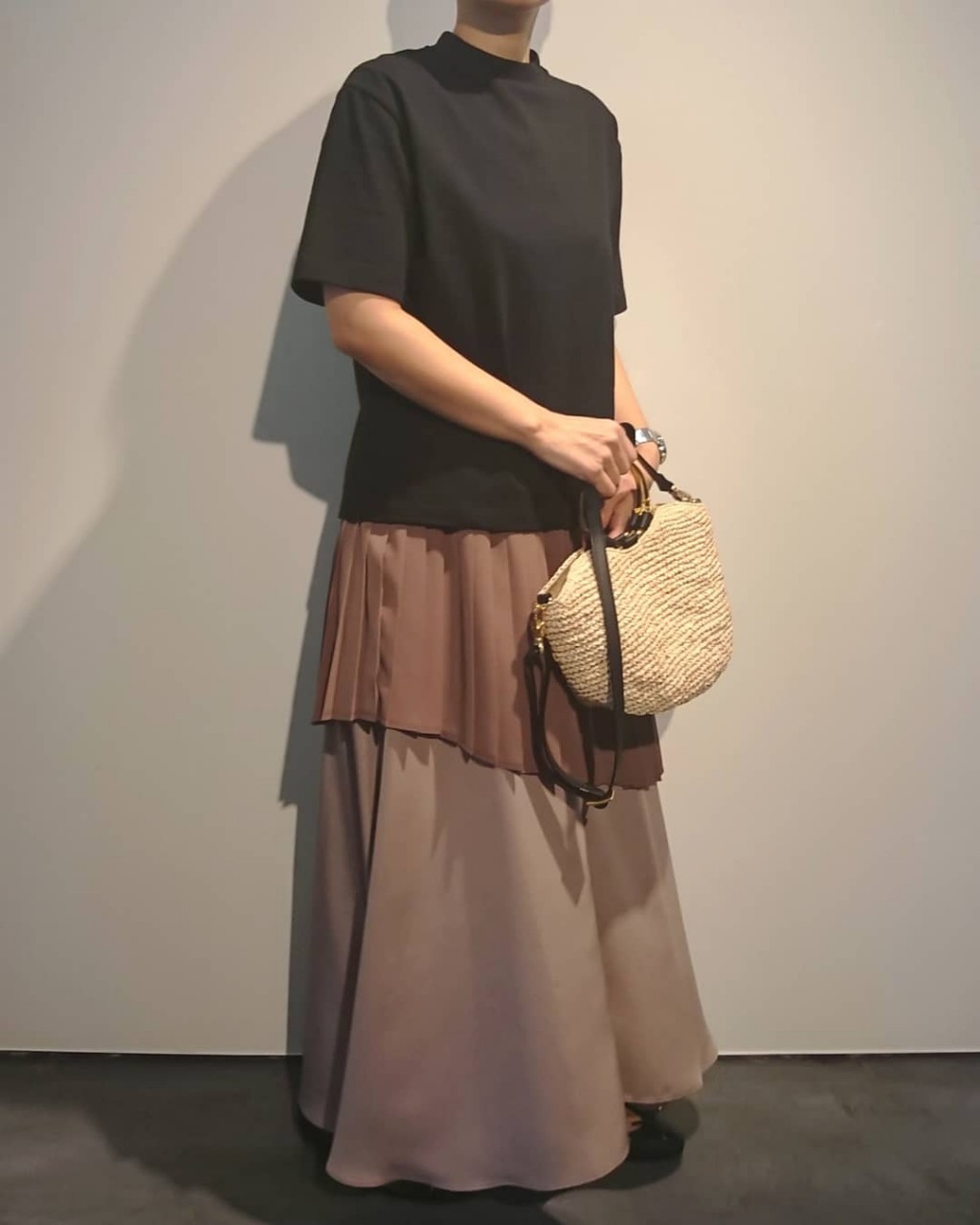 【MARECHAL TERRE】部分プリーツアシンメトリースカート