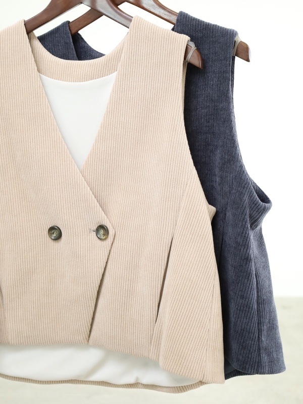 【ayane】ニットコーデュロイベスト 