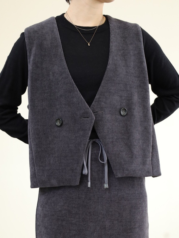 【ayane】ニットコーデュロイベスト 