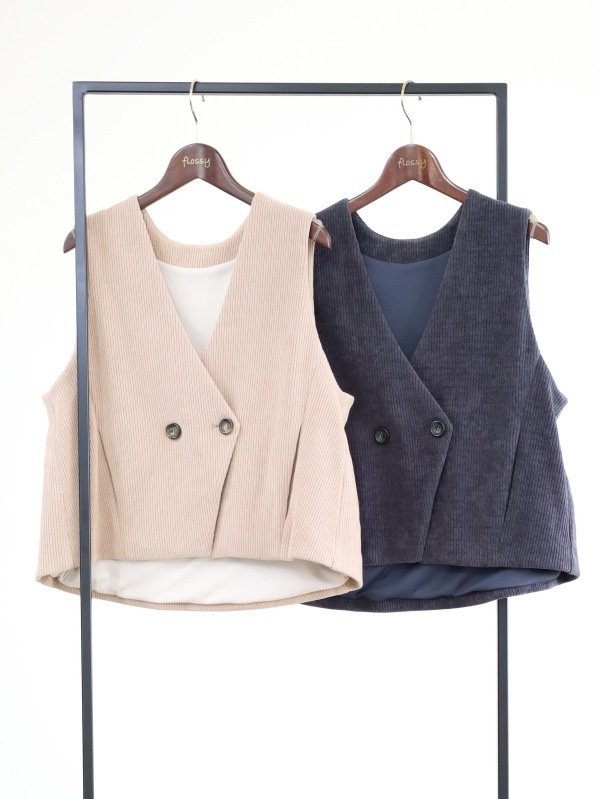 【ayane】ニットコーデュロイベスト 