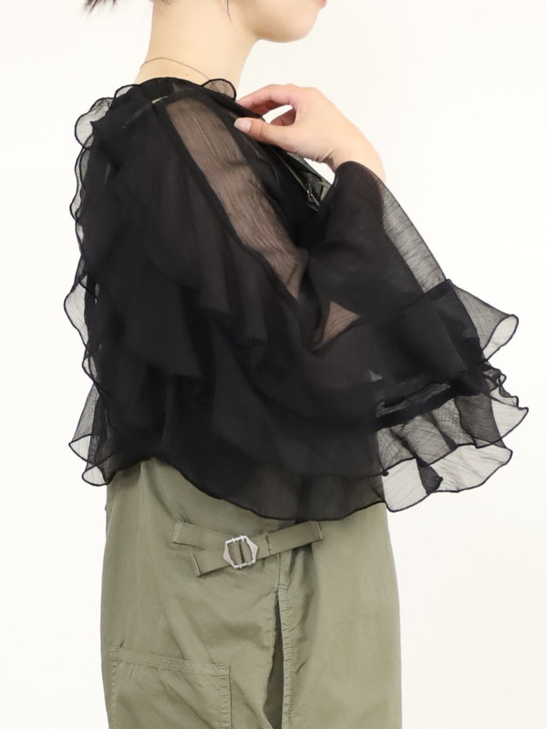 ayane】楊柳シフォンフリルブラウス