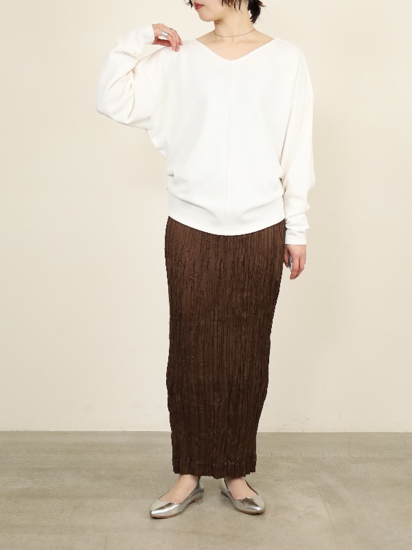 【MICA&DEAL】ジョーゼットタックＶネックプルオーバー