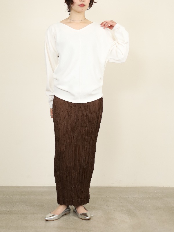 【MICA&DEAL】ジョーゼットタックＶネックプルオーバー