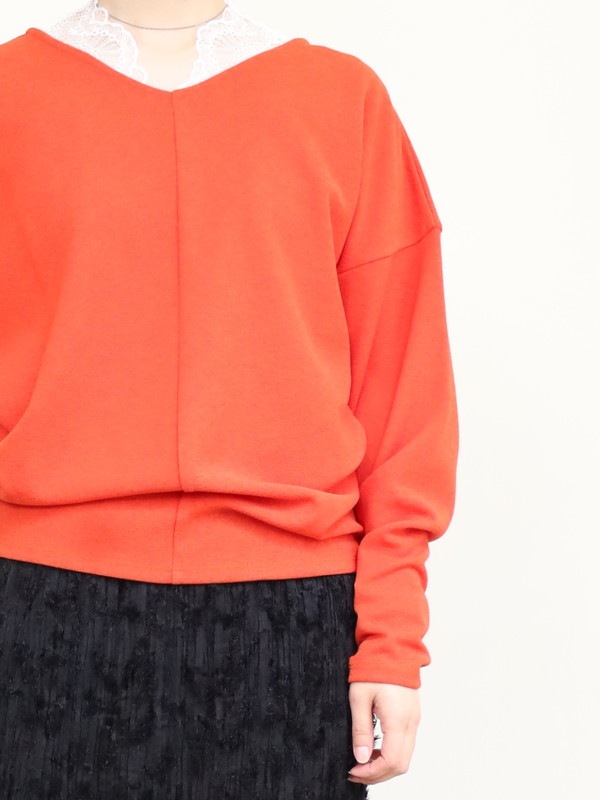 【MICA&DEAL】ジョーゼットタックＶネックプルオーバー