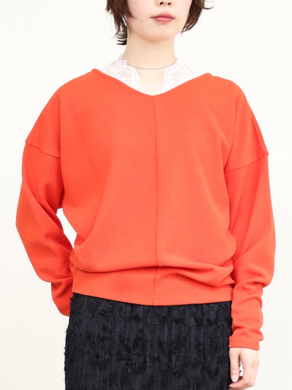 【MICA&DEAL】ジョーゼットタックＶネックプルオーバー