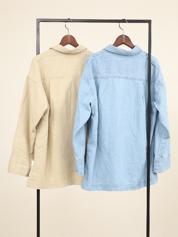 【MICA&DEAL】衿付きレースアップデニムブラウス