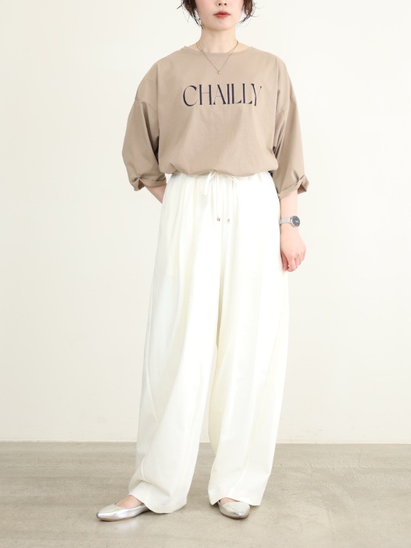 【ayane】ポンチ素材バレルレッグパンツ