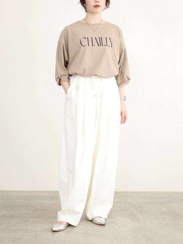 【ayane】ポンチ素材バレルレッグパンツ