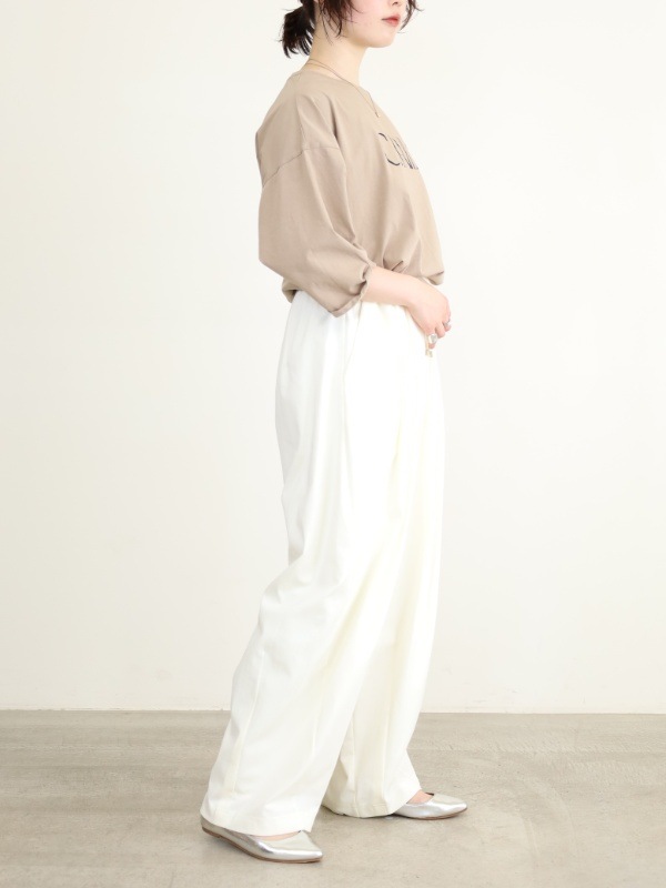 【ayane】ポンチ素材バレルレッグパンツ