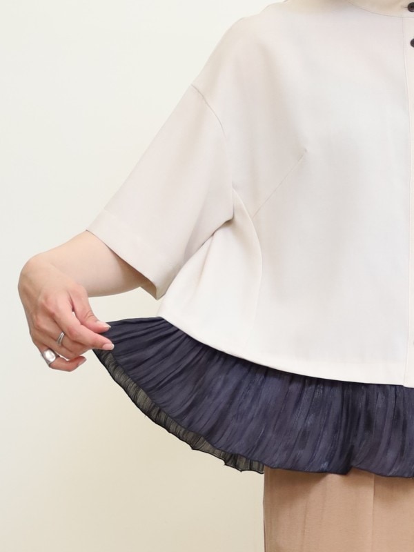 【trois】裾別布半袖ブラウス
