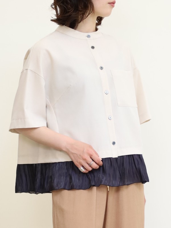 【trois】裾別布半袖ブラウス