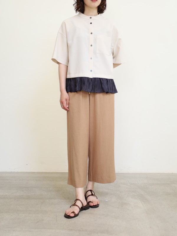 【trois】麻レーヨン8.5分丈パンツ