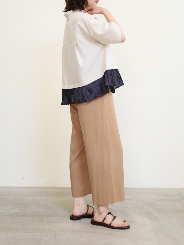 【trois】麻レーヨン8.5分丈パンツ