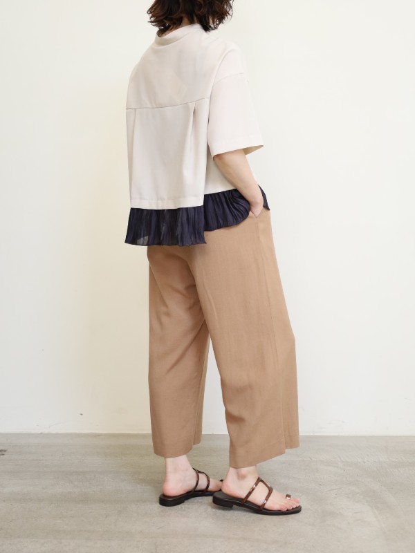 【trois】麻レーヨン8.5分丈パンツ