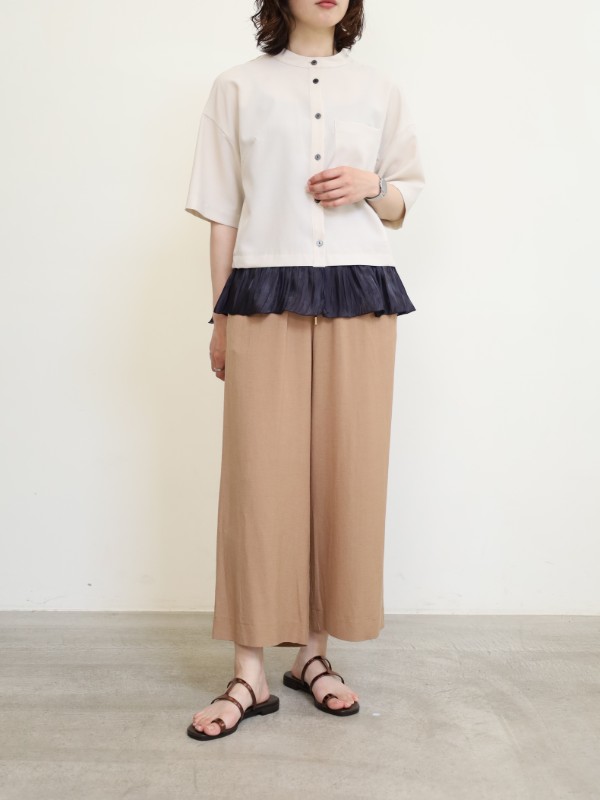【trois】麻レーヨン8.5分丈パンツ