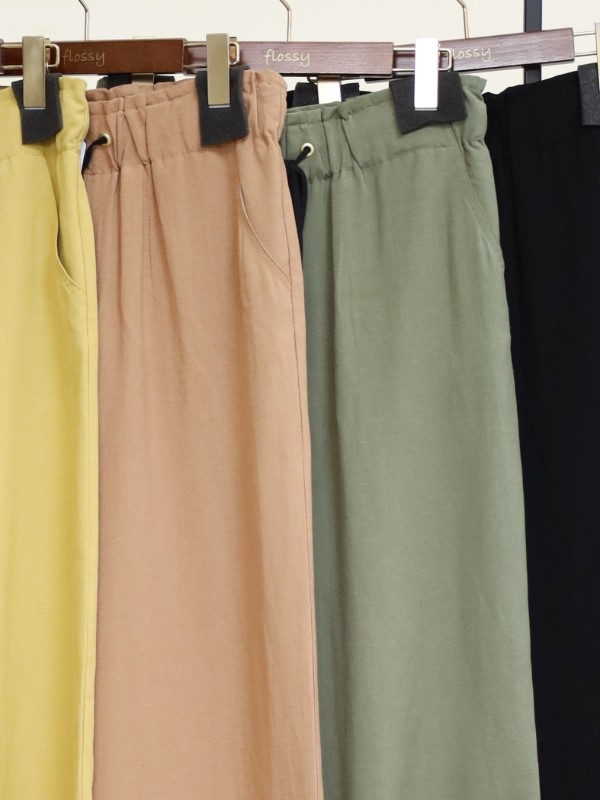 【trois】麻レーヨン8.5分丈パンツ